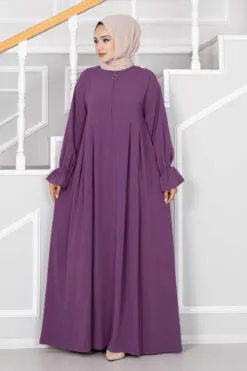 Half-zip Islamic modest dress Purple