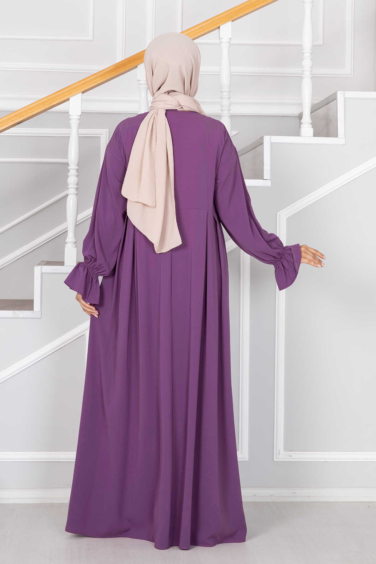 Half-zip Islamic modest dress Purple – Image 5