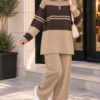 Half-Zip Knit Two-Piece Set Camel