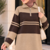 Half-Zip Knit Two-Piece Set Camel - الصورة 2