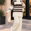 Half-Zip Knit Two-Piece Set Ecru