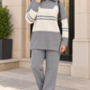 Half-Zip Knit Two-Piece Set Grey