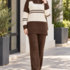 Half-Zip Knit Two-Piece Set Brown