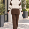 Half-Zip Knit Two-Piece Set Brown - Afbeelding 3