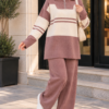 Half-Zip Knit Two-Piece Set Powder Pink