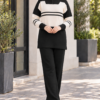 Half-Zip Knit Two-Piece Set Black