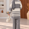 Ribbed Knit Half-Zip Top and Matching Bottoms Set Smoke – Image 2