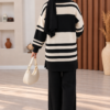 Ribbed Knit Half-Zip Top and Matching Bottoms Set Black - Afbeelding 2