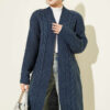 Textured Stripe Knit Cardigan Indigo