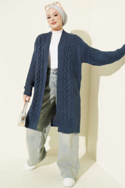 Alternative view of Textured Stripe Knit Cardigan Indigo