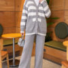 Horizontal Striped Pocket French Terry Two-Piece Set Grey