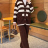 Honeycomb Pattern Knit Two-Piece Set Brown - Image 6