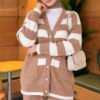 Horizontal Striped Pocket French Terry Two-Piece Set Latte - Imagen 2