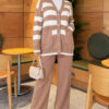 Horizontal Striped Pocket French Terry Two-Piece Set Latte - Imagen 3