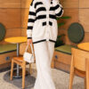 Horizontal Striped Pocket French Terry Two-Piece Set Stone