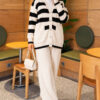 Horizontal Striped Pocket French Terry Two-Piece Set Stone - Imagen 3