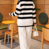 Horizontal Striped Pocket French Terry Two-Piece Set Stone - Imagen 4