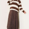 Horizontal Striped Button-Detail Knit Sweater Beige - immagine 2