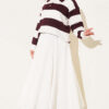 Horizontal Striped Button-Detail Knit Sweater Plum - immagine 2