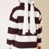 Horizontal Striped Button-Detail Knit Sweater Plum - immagine 3