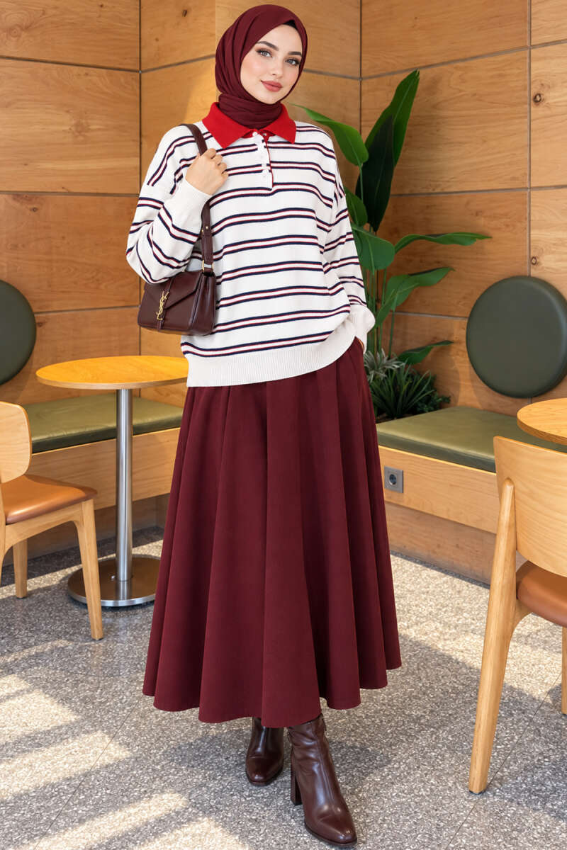 Horizontal Striped Button-Front Knit Sweater Ecru - immagine 2
