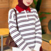Horizontal Striped Button-Front Knit Sweater Ecru - immagine 3