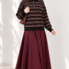 Horizontal Striped Button-Front Knit Sweater Brown - Afbeelding 2