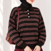 Horizontal Striped Button-Front Knit Sweater Brown - Afbeelding 3