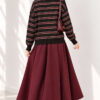 Horizontal Striped Button-Front Knit Sweater Brown - Afbeelding 4