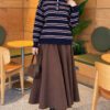 Horizontal Striped Button-Front Knit Sweater Navy Blue - immagine 2