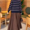 Horizontal Striped Button-Front Knit Sweater Navy Blue - immagine 4