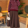 Horizontal Striped Button-Front Knit Sweater Plum - Imagen 2