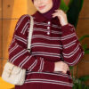 Horizontal Striped Button-Front Knit Sweater Plum - Imagen 3