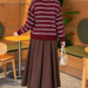 Horizontal Striped Button-Front Knit Sweater Plum - Imagen 4