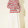 Horizontal Stripe Button-Up Tunic Burgundy – Bild 2