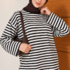 ⁦Horizontal Striped French Terry Two-Piece Set Brown⁩ - الصورة ⁦3⁩