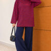 Horizontal Striped French Terry Two-Piece Set Red