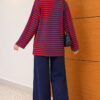 ⁦Horizontal Striped French Terry Two-Piece Set Red⁩ - الصورة ⁦4⁩