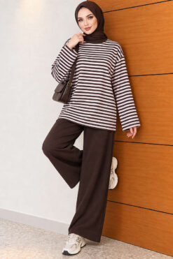 Alternative view of Horizontal Striped French Terry Two-Piece Set Pink
