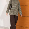 Horizontal Striped French Terry Two-Piece Set Green