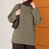 Horizontal Striped French Terry Two-Piece Set Green - Afbeelding 2
