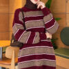 Horizontal Striped Ribbed Knit Tunic Burgundy – Image 3