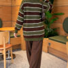 ⁦Horizontal Striped Ribbed Knit Tunic Khaki⁩ - الصورة ⁦4⁩
