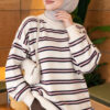 Horizontal Stripe Loose Knit Tunic Beige