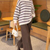 Horizontal Stripe Loose Knit Tunic Beige – Bild 2