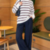 Horizontal Stripe Loose Knit Tunic Ecru – Bild 2