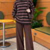 Horizontal Stripe Loose Knit Tunic Brown - Imagen 2