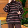 Horizontal Stripe Loose Knit Tunic Brown - Imagen 4
