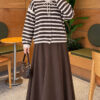 Horizontal Striped French Terry Knit Cardigan Beige - Imagen 2