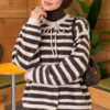 Horizontal Striped French Terry Knit Cardigan Beige - Imagen 3